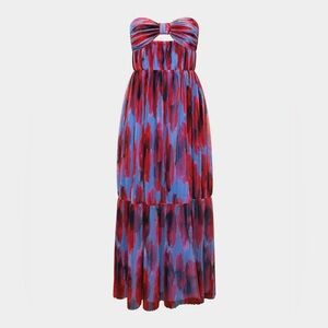 Hutch Strapless Dress in Red and Blue